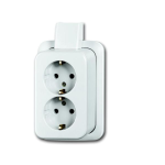 Busch-Jaeger Opbouw Wandcontactdoos 2V Randaarde + Montageplaat Wit